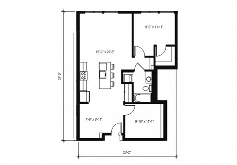 Stack House Apartments in Seattle, Washington 1x1 Floor Plan